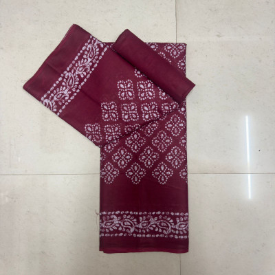 RAVI JANKI Printed Daily Wear Pure Cotton Saree(Maroon)