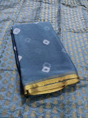 SainiVastra Dyed Bandhani Chiffon Saree(Grey)