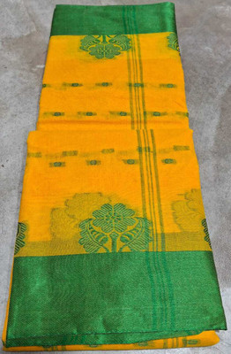Parbati fashion Self Design Tant Pure Cotton Saree(Yellow)