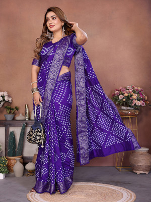 Tasrika Tie-Dye Bollywood Silk Blend Saree(Purple)