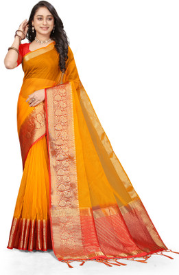 Aarunika SST Woven Bollywood Organza Saree(Yellow)