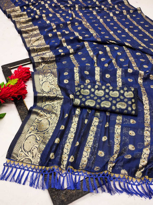 Kashtabhanjan nx Self Design Bollywood Georgette Saree(Blue)