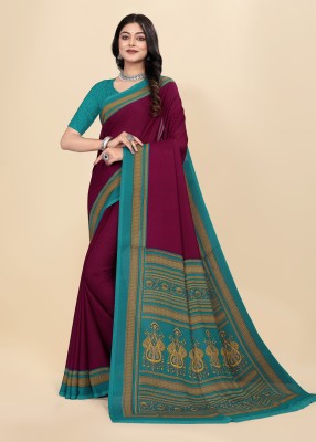 Vimla Printed Daily Wear Crepe Saree(Purple, Green)