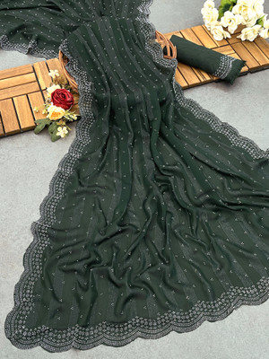 Sareez House Embellished Bollywood Georgette Saree(Light Green)