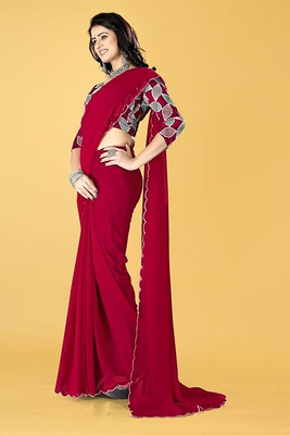 KALPNA CREATION Solid/Plain Bollywood Georgette Saree(Multicolor)