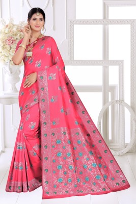 roomie fashion Woven Kanjivaram Pure Silk Saree(Magenta)