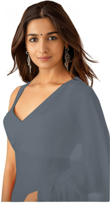 SARETRA MALL Printed Daily Wear Georgette Saree(Grey)