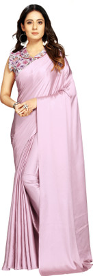PURVOSH Solid/Plain Bollywood Satin Saree(Pink)