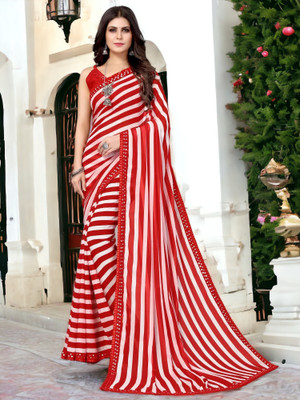 TTH Printed Bollywood Georgette Saree(Red)