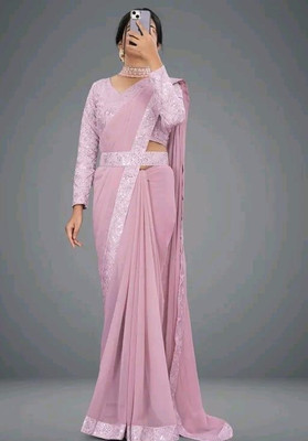 Sayal Creation Embellished Bollywood Chiffon Saree(Pink)