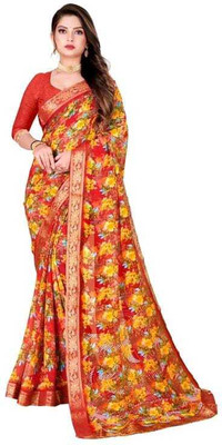 Dhanlaxmi CreationLLP Floral Print, Printed Bollywood Georgette Saree(Red)
