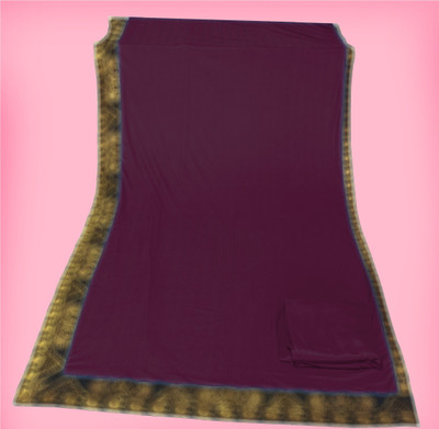 Anugrah Textile Solid/Plain Banarasi Lycra Blend, Chiffon Saree(Pack of 2, Purple)