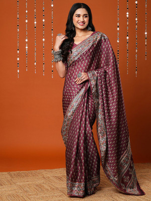 ANOUK Embroidered Bollywood Silk Blend Saree(Maroon)