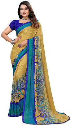 Moda Rapido Printed, Self Design Daily Wear Georgette Saree(Green)