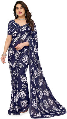 Moda Rapido Printed Bollywood Georgette Saree(Blue)