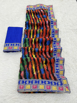 HouseOfCommon Printed Leheria Georgette Saree(Multicolor)