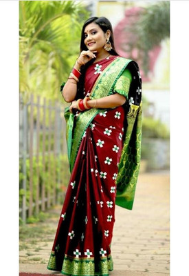 AFIFA CREATION Woven Banarasi Jacquard Saree(Maroon)