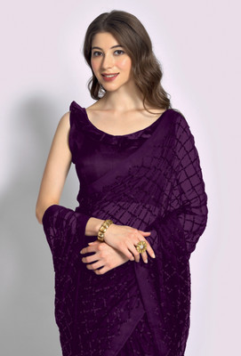 Divastri Self Design Bollywood Georgette Saree(Purple)