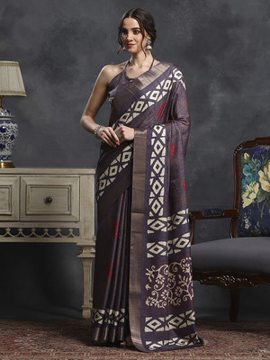 Anouk Rustic Printed Chinnalapattu Silk Blend Saree(Purple)