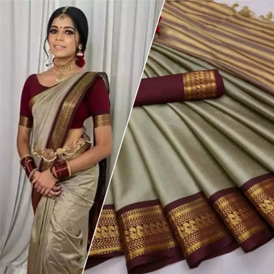 MAHADEV ENTERPRISE Woven Maheshwari Silk Blend, Cotton Blend Saree(Multicolor)