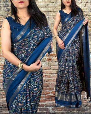 Shivaarya Printed Daily Wear Cotton Silk, Dupion Silk Saree(Purple)