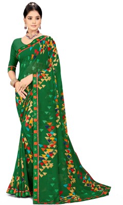 TINA FASHION Printed Daily Wear Polyester Saree(Green)