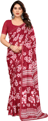 Moda Rapido Floral Print Daily Wear Georgette Saree(Maroon)