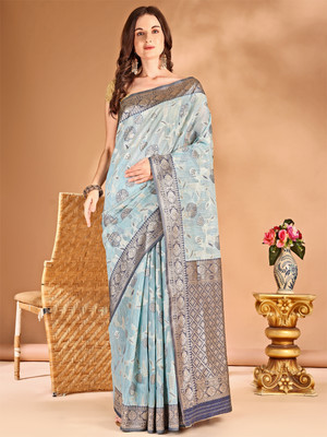 ANOUK Woven Mysore Chanderi Saree(Blue)