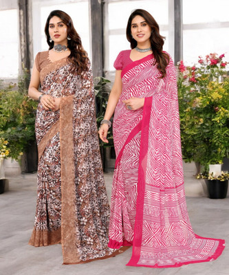 Moda Rapido Printed Bollywood Georgette Saree(Pack of 2, Multicolor)