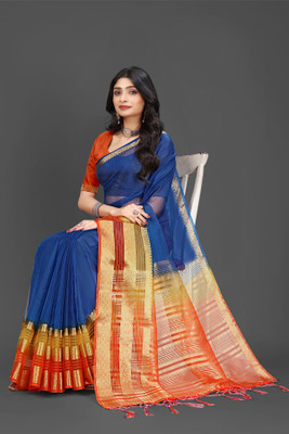 Aarunika SST Woven Bollywood Organza Saree(Dark Blue)