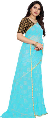 Divastri Woven, Printed Daily Wear Chiffon Saree(Blue)