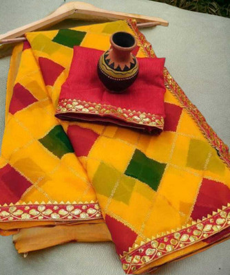 EVERYDAY CREATION Digital Print Bollywood Georgette Saree(Yellow)
