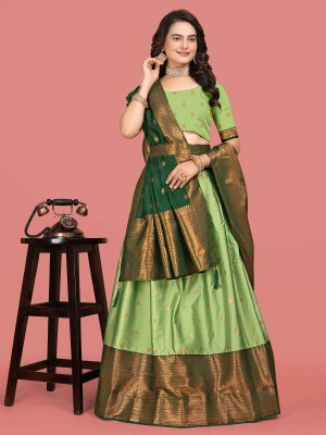 BHULAX Woven, Embroidered Narayanpet Pure Silk Saree(Dark Green)