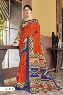 Elite Fashion Embroidered Bollywood Crepe Saree(Orange)