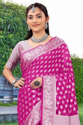 BULLDOZER Dyed Banarasi Georgette Saree(Multicolor)