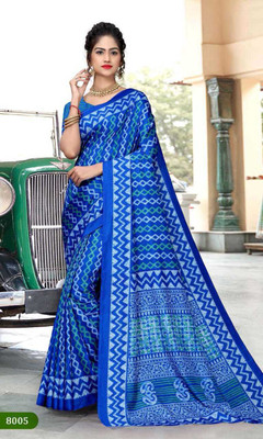AJS Printed Arani Pattu Art Silk Saree(Blue)