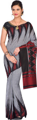 handloom paridhaan Printed Hand Batik Pure Cotton Saree(Grey)