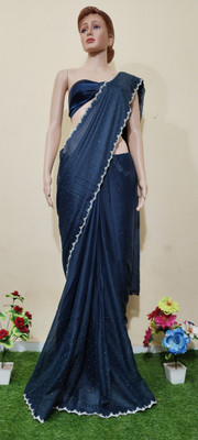 BRIJSHREYA FASHOIN Embellished Bollywood Georgette Saree(Blue)