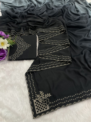 Ethina Fashion Embellished Bollywood Georgette Saree(Black, Grey)