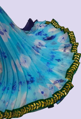 KHATRI AND SONS Color Block Bandhani Chiffon Saree(Blue)
