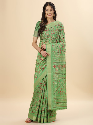 Divastri Printed Bollywood Silk Blend Saree(Light Green)