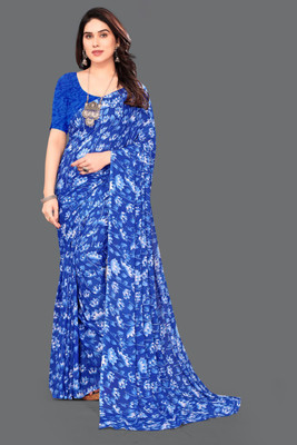 Dedkada Fab Printed Daily Wear Georgette Saree(Blue)