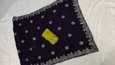 Sanjana Silks Embellished Chanderi Chanderi Saree(Purple)