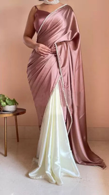 siddharth textiles Solid/Plain Bollywood Satin Saree(Pink)