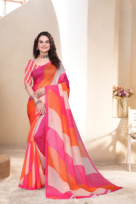 SATVASHIV Striped Bollywood Linen Saree(Multicolor)