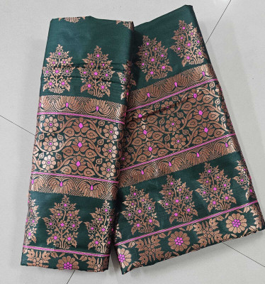 collctionmekhla Woven Mekhela Chador Pure Silk Saree(Dark Green)