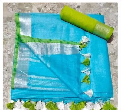 HAIDER ALI AND SONS Self Design Bollywood Cotton Blend Saree(Multicolor)