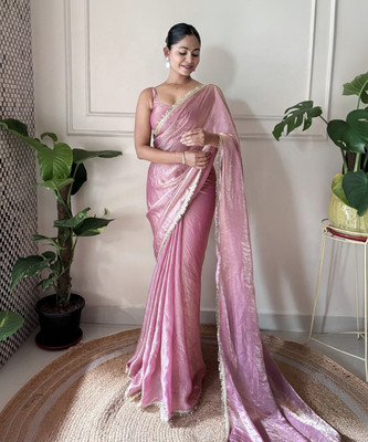 Sareemall Embellished Bollywood Tissue Saree(Pink)