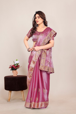 KHRITI FAB Self Design Bollywood Jimmy choo Saree(Purple)