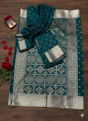 Arzoo kala textiles Self Design Chanderi Chanderi Saree(Pack of 2, Dark Blue)